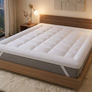 10cm Thick Mattress Topper | Microfiber Quilted Luxury Bed Pad | Ball Fiber Filled | Extra Deep Soft Comfort | Single Double King Super King | Hotel Quality Sleep Upgrade